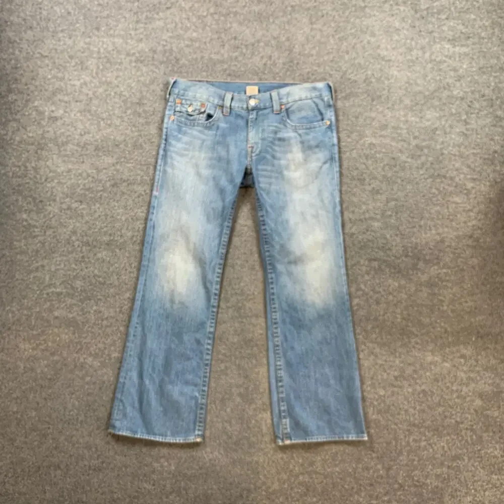 Vintage True Religion Jeans Mens 38 Light Wash Billy Bootcut Flap Pocket Denim